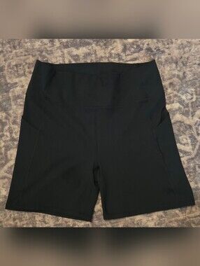 Fabletics Black High-Rise Bike Shorts XL Like New! 6" Inseam